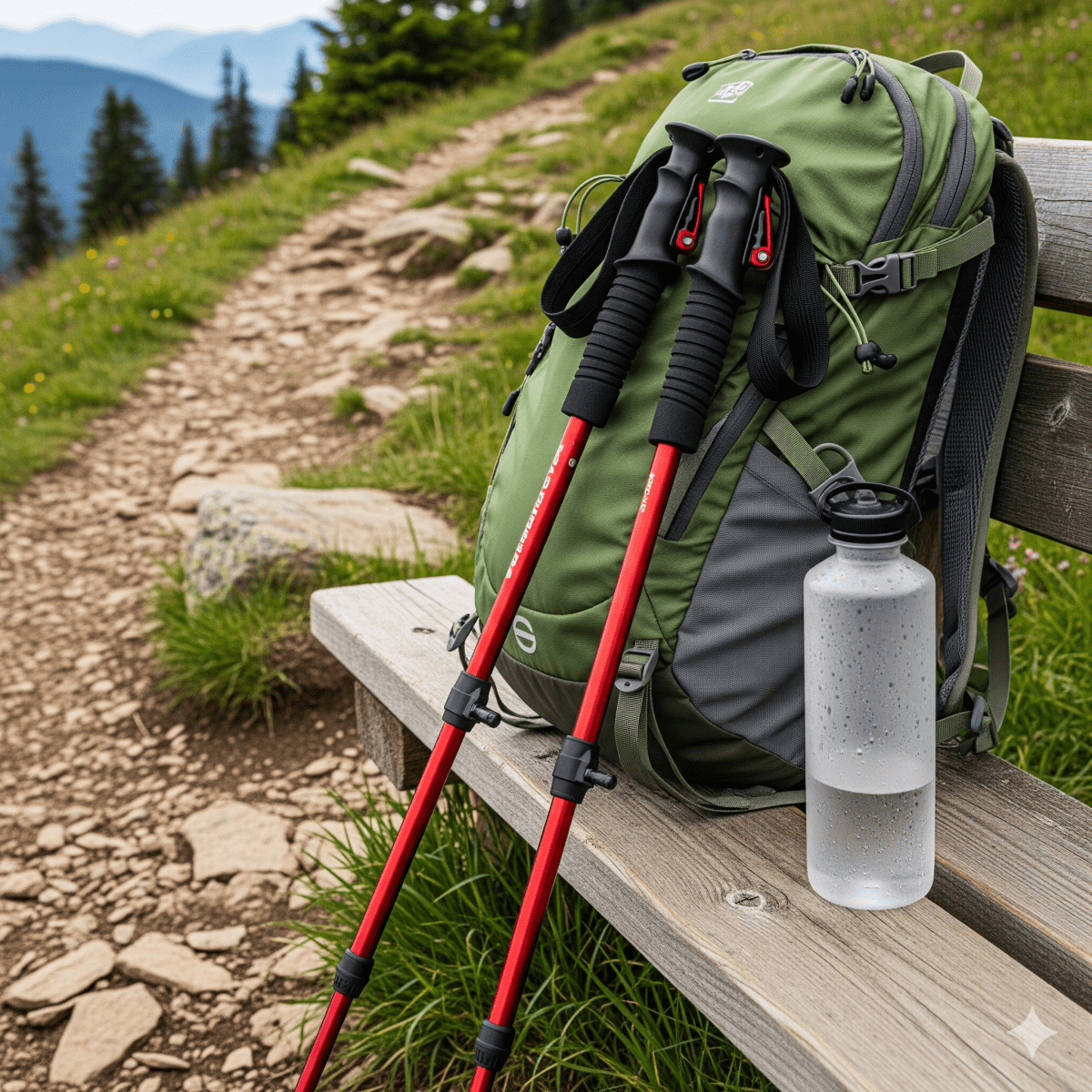 Nobl Travel Adjustable Hiking Sticks with Anti Slip Tips and Ergonomic Handles