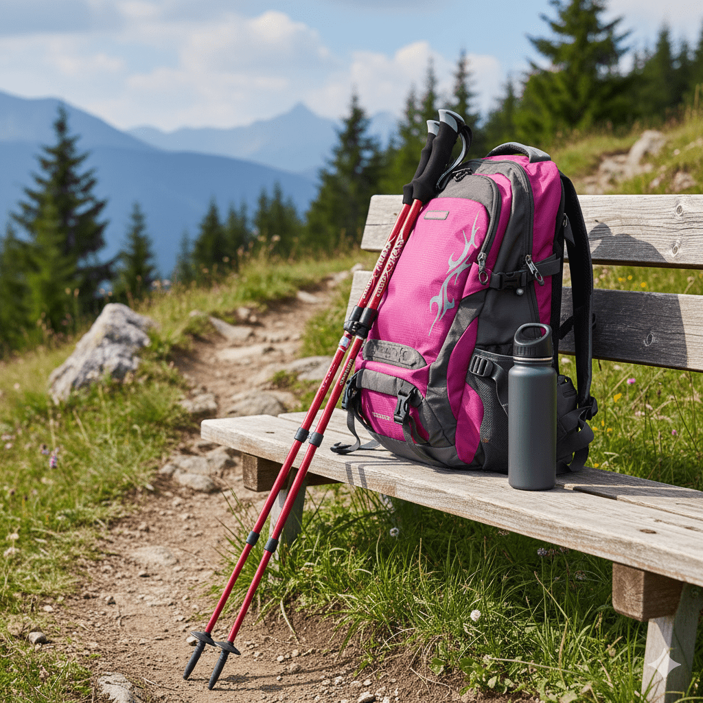 Nobl Travel Adjustable Hiking Sticks with Anti Slip Tips and Ergonomic Handles