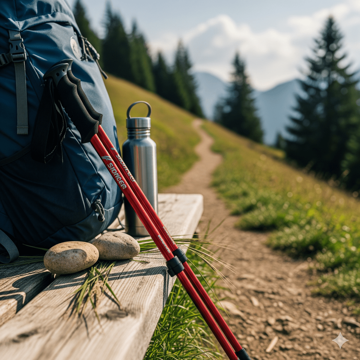 Nobl Travel Adjustable Hiking Sticks with Anti Slip Tips and Ergonomic Handles