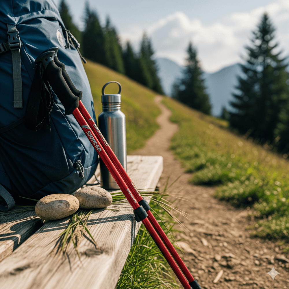 Nobl Travel Adjustable Hiking Sticks with Anti Slip Tips and Ergonomic Handles